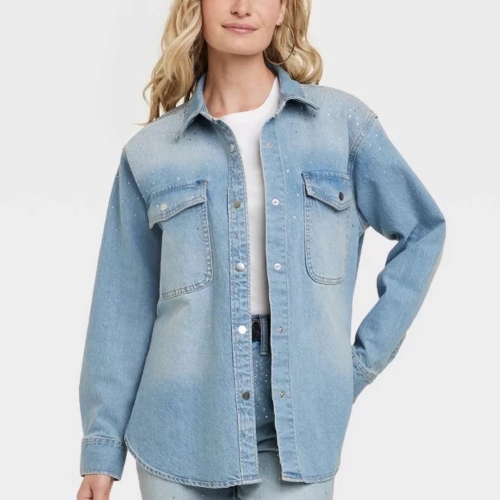 Universal thread embellished shacket